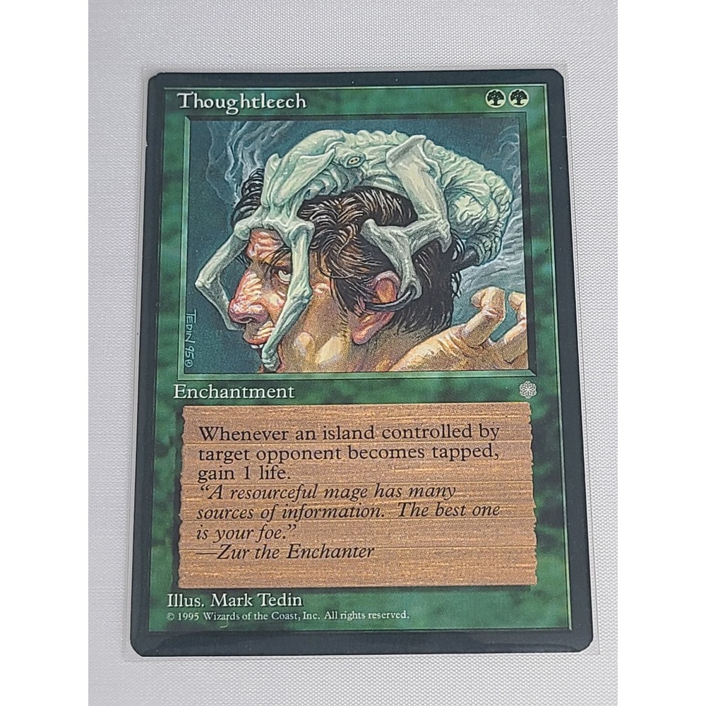 MTG Thoughtleech Ice Age 1995 Green Enchantment Old Border Vintage Magic Card